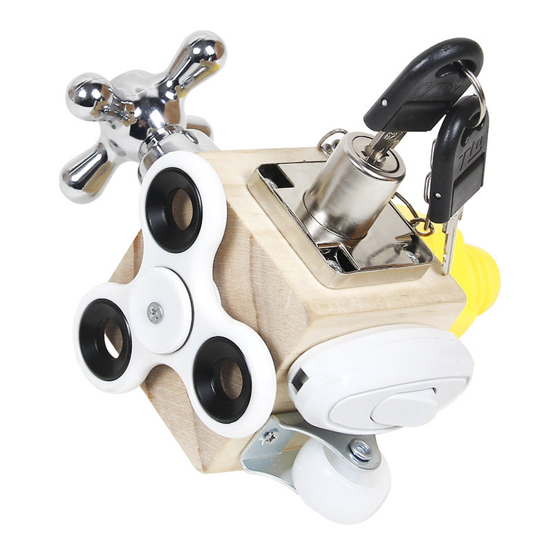 Montessori Wooden Six-in-One Busy Block