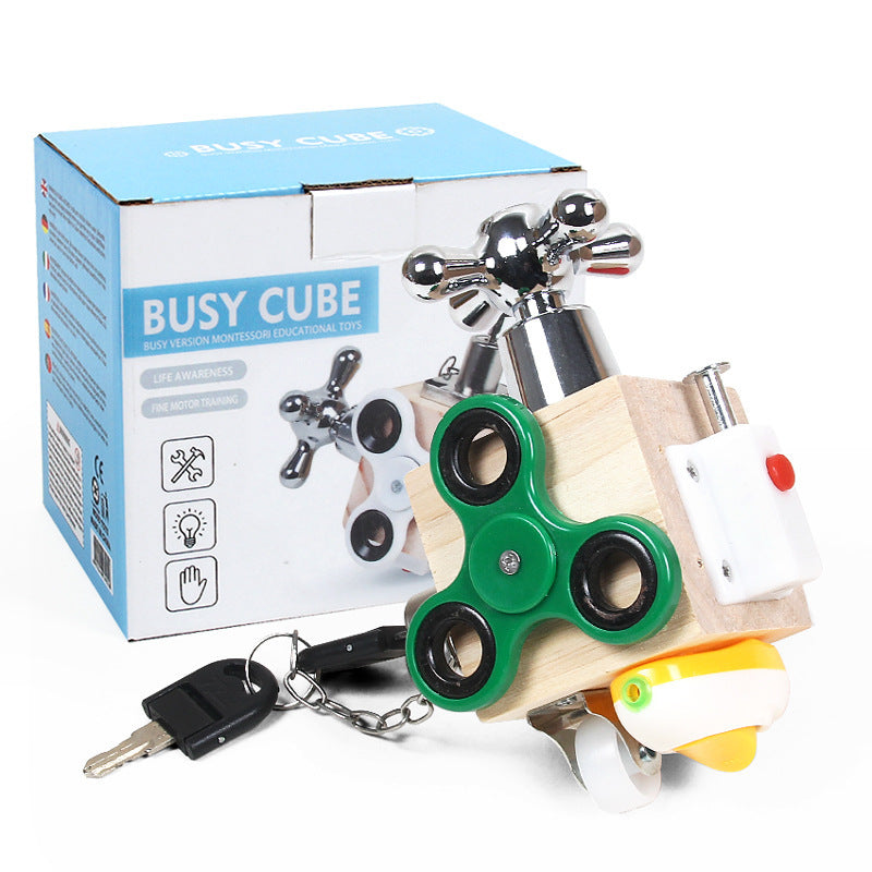 Montessori Wooden Six-in-One Busy Block