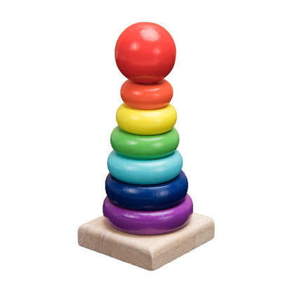 Montessori Wooden Rainbow Rattle Blocks