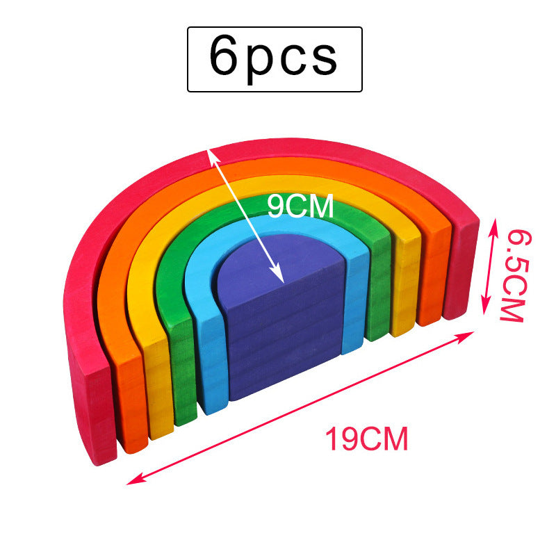 Montessori Rainbow Wooden Building Blocks