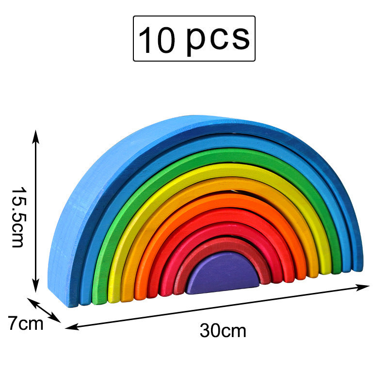 Montessori Rainbow Wooden Building Blocks