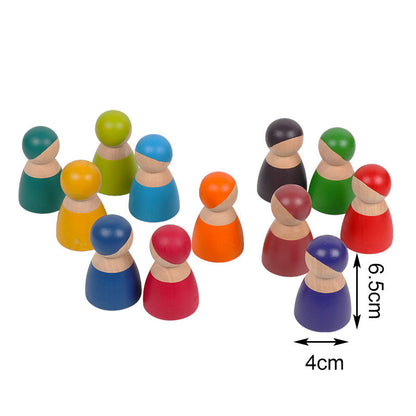 Montessori Rainbow Wooden Building Blocks