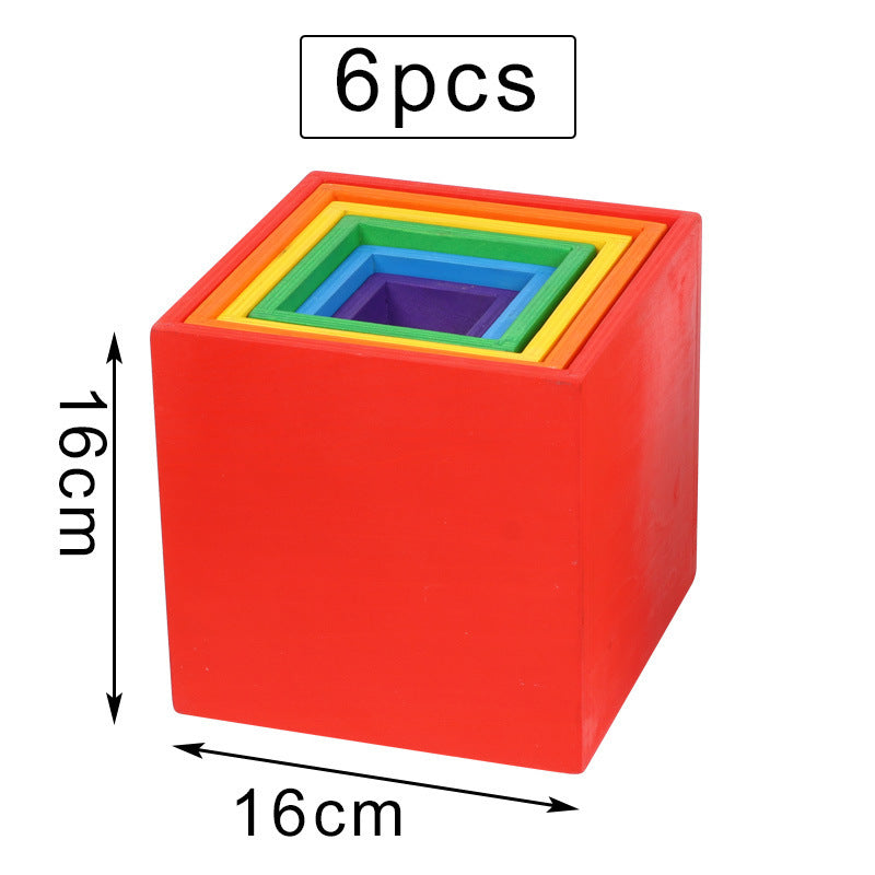 Montessori Rainbow Wooden Building Blocks