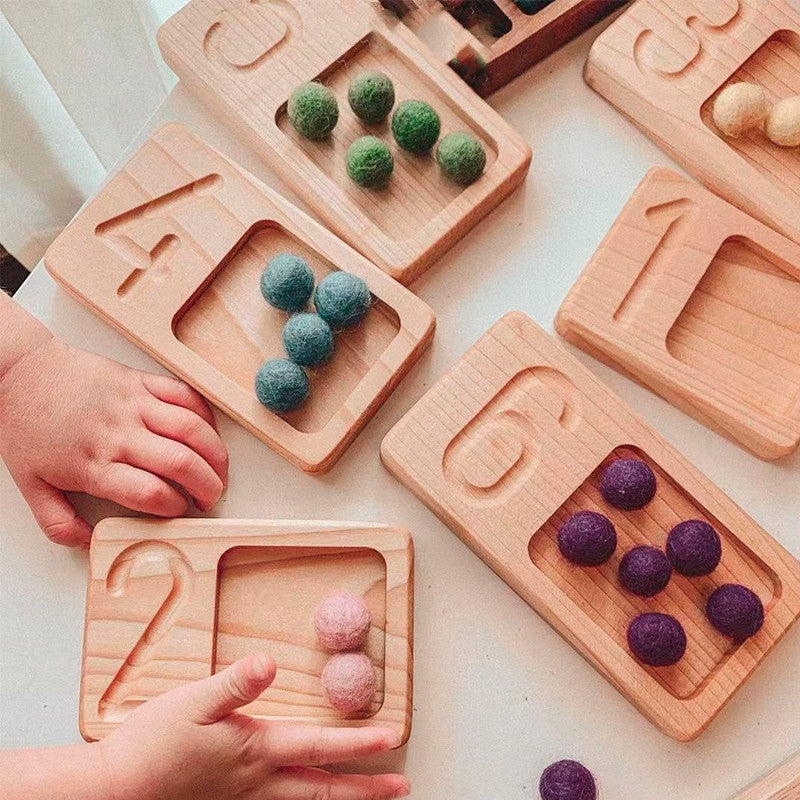 Montessori Wooden Counting Tray