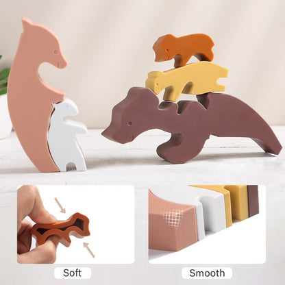 Montessori Rabbit and Bear Silicone Blocks