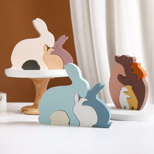 Montessori Rabbit and Bear Silicone Blocks